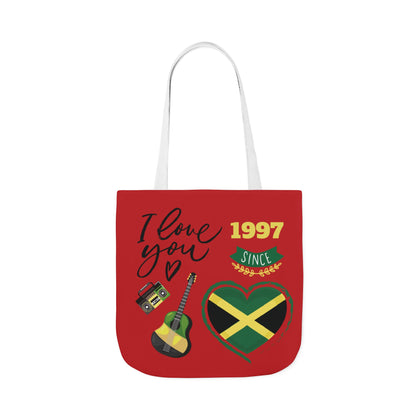 Personalized D.O.B & Initial Jamaica Theme Canvas Tote Bag