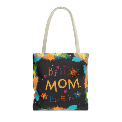 Personalized Mom Canvas Tote Bag — Watercolor Initials Splash