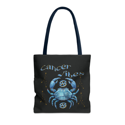 Black Zodiac Cancer Tote Bag