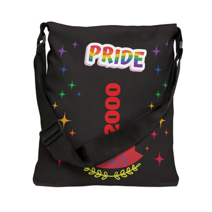Personalzized Initial & D.O.B Pride Always Adjustable Tote Bag – Rainbow Hearts, 24/7 LGBTQ+ Celebration