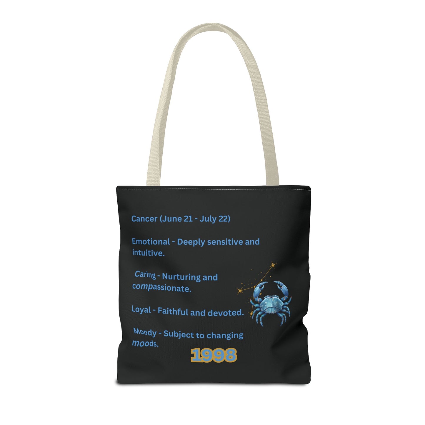 Black Zodiac Cancer Tote Bag