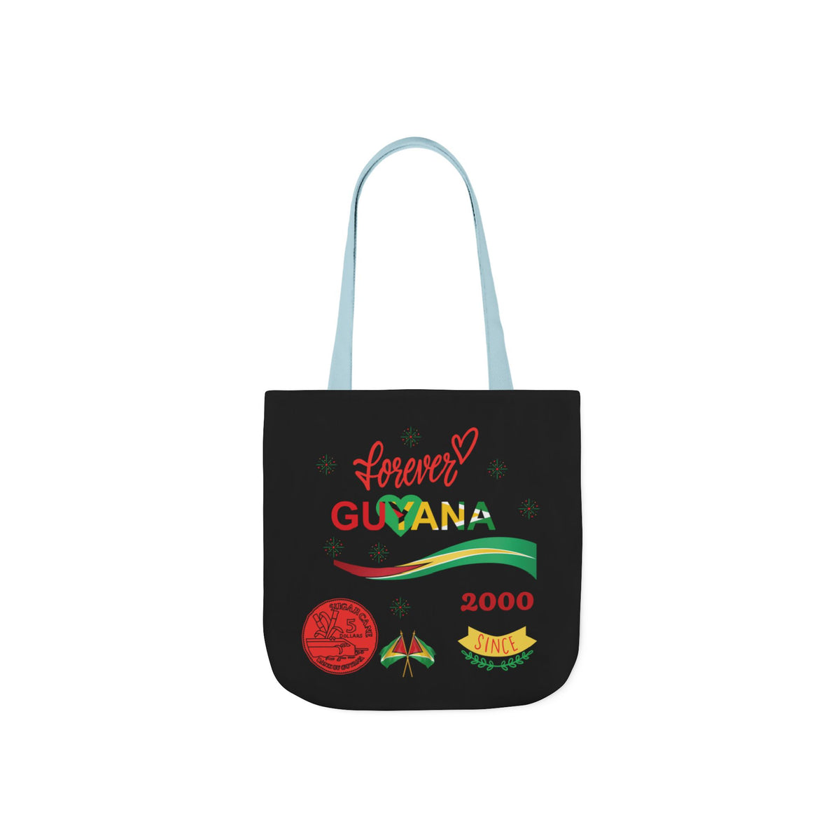 Personalized D.O.B and initial Love You Guyana Canvas Tote Bag