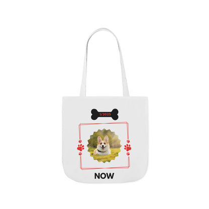 Personalized Dog Before and Now Photos White Canvas Tote Bag