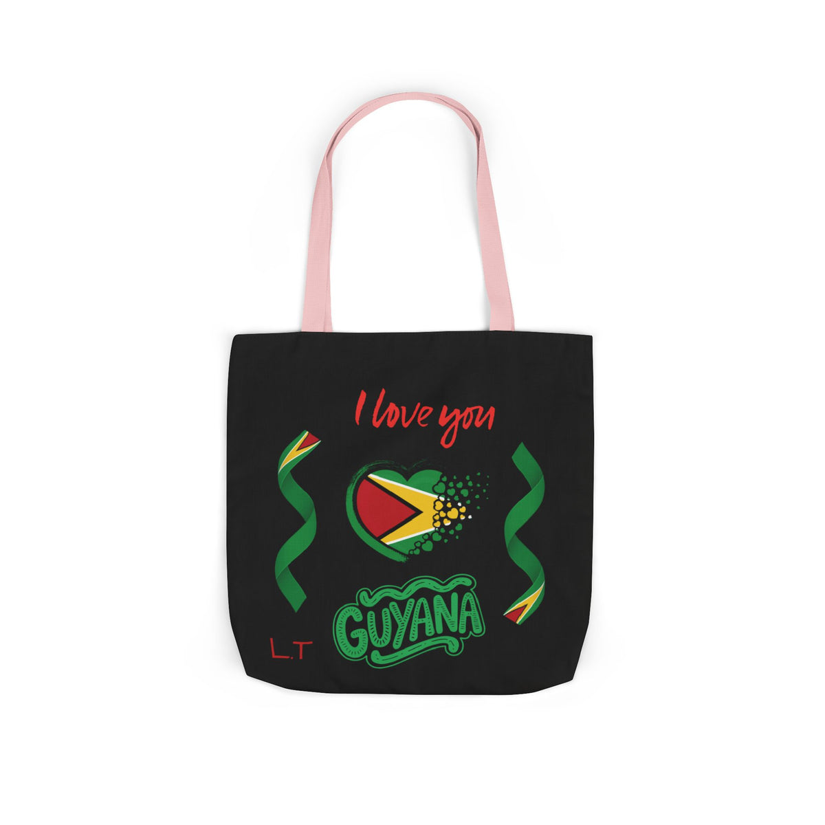 Personalized D.O.B and initial Love You Guyana Canvas Tote Bag