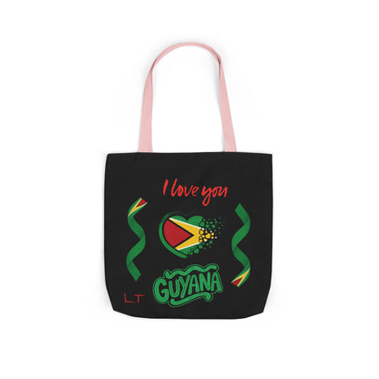Personalized D.O.B and initial Love You Guyana Canvas Tote Bag