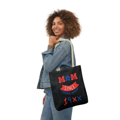 Mom Black Canvas Tote Bag