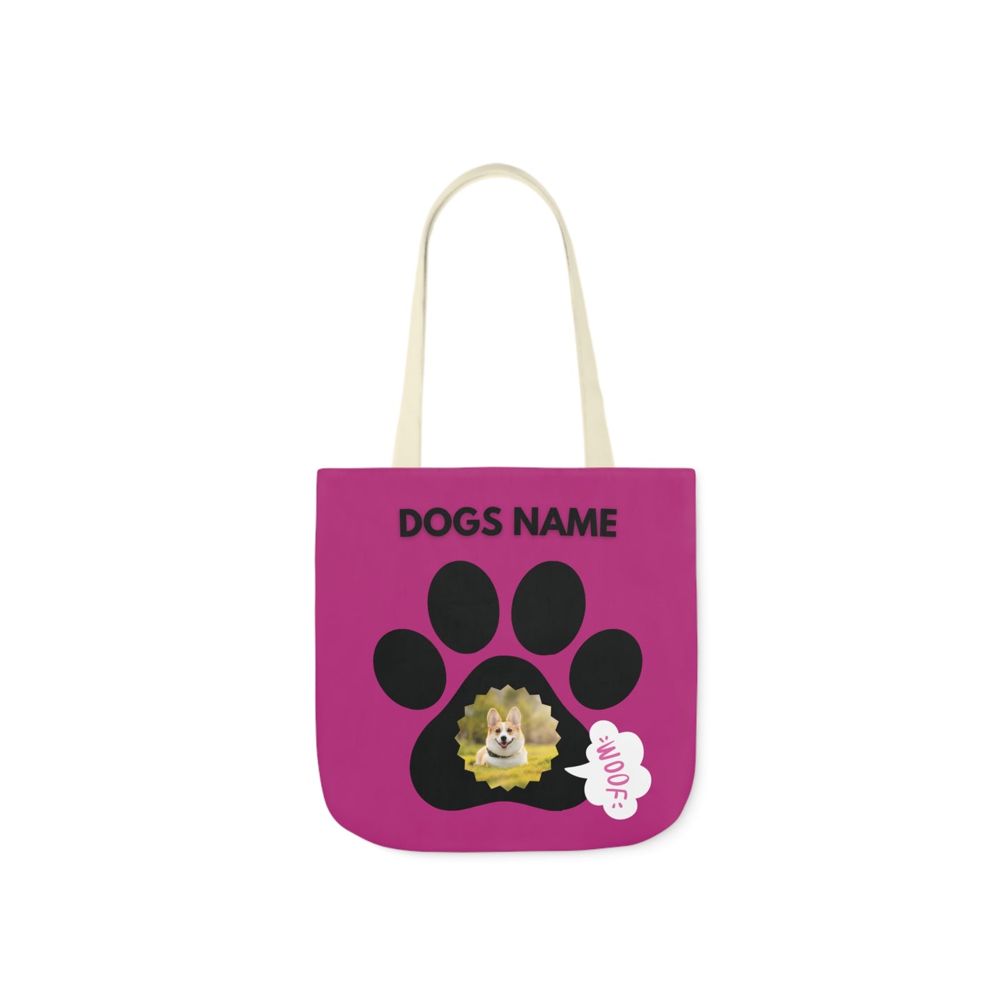 Pink Personalized Dog Canvas Tote Bag