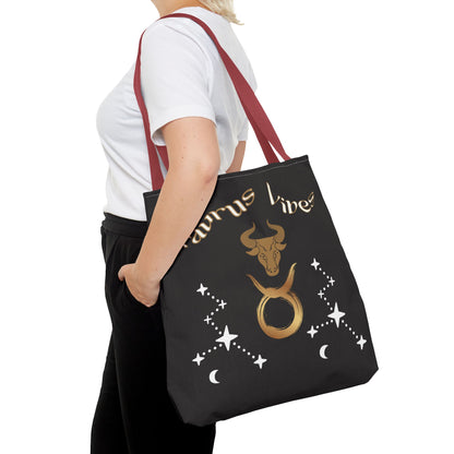 Personalized Taurus Vibes' Zodiac Canvas Tote Bag with Birth Year & Initials