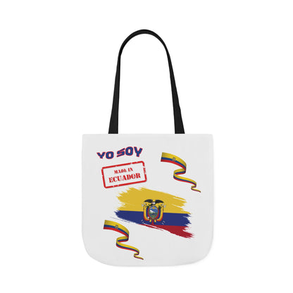 Ecuadorian Pride White Canvas Tote Bag with 5-Color Straps – Te Amo & Yo Soy Designs( Personalized Date of Birth & initials)
