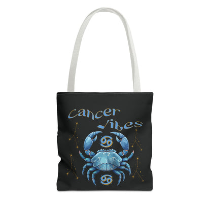Black Zodiac Cancer Tote Bag