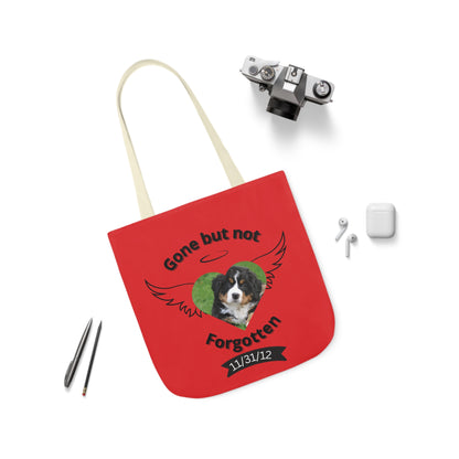 Red and Black Personalized Dog Memorial Tote Bag