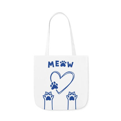 White and Blue Personalized Cat Canvas Tote Bag