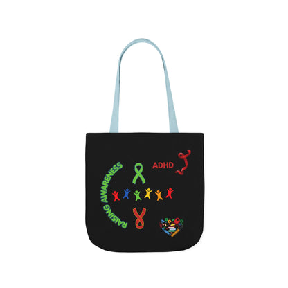 Autism Awareness Canvas Tote — Rainbow Handprints & Ribbon Design
