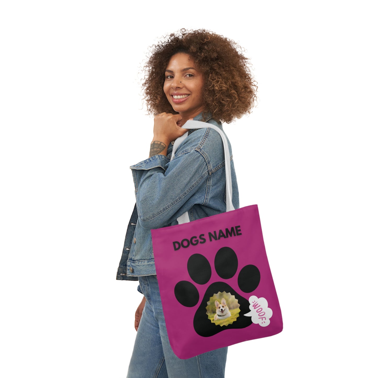 Pink Personalized Dog Canvas Tote Bag