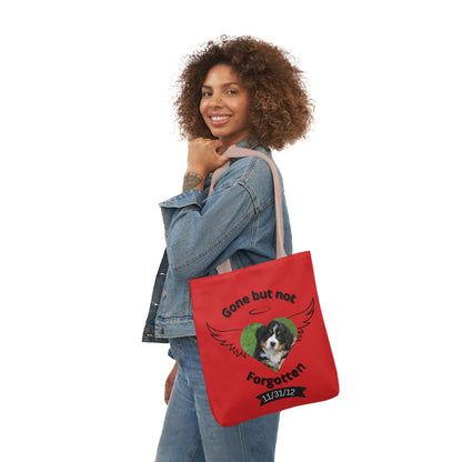 Red and Black Personalized Dog Memorial Tote Bag