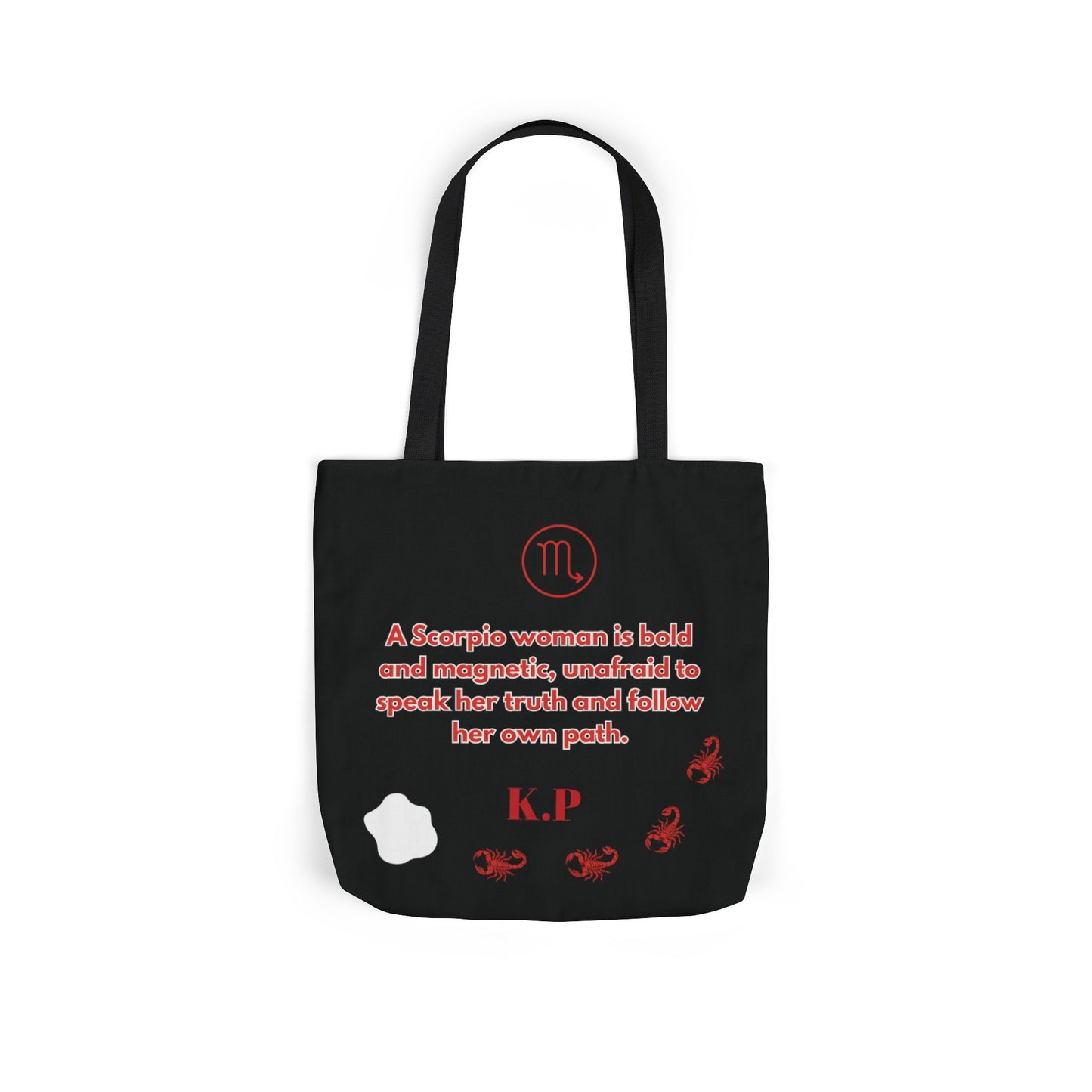 Personalized D.O.B Scorpio 1987 Tote Bag with initials in back — Zodiac Canvas Tote with Neon Scorpion Design