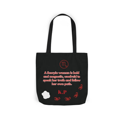 Personalized D.O.B Scorpio 1987 Tote Bag with initials in back — Zodiac Canvas Tote with Neon Scorpion Design