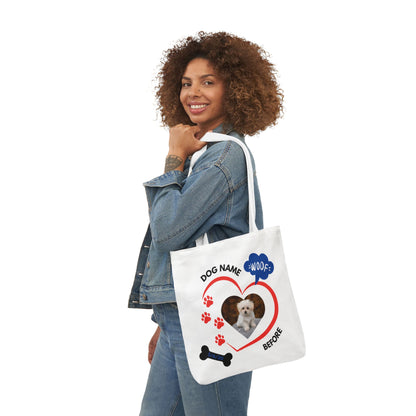 Personalized Dog Before and Now Photos White Canvas Tote Bag