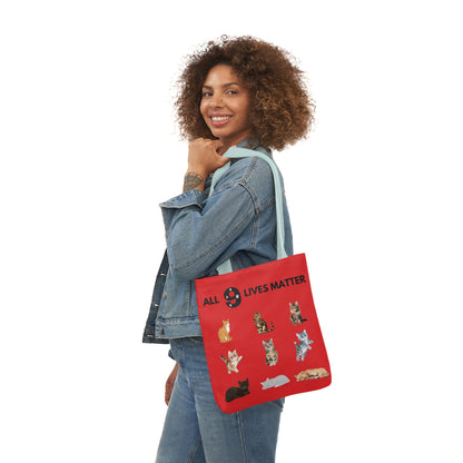 Red Cat theme Canvas Tote Bag