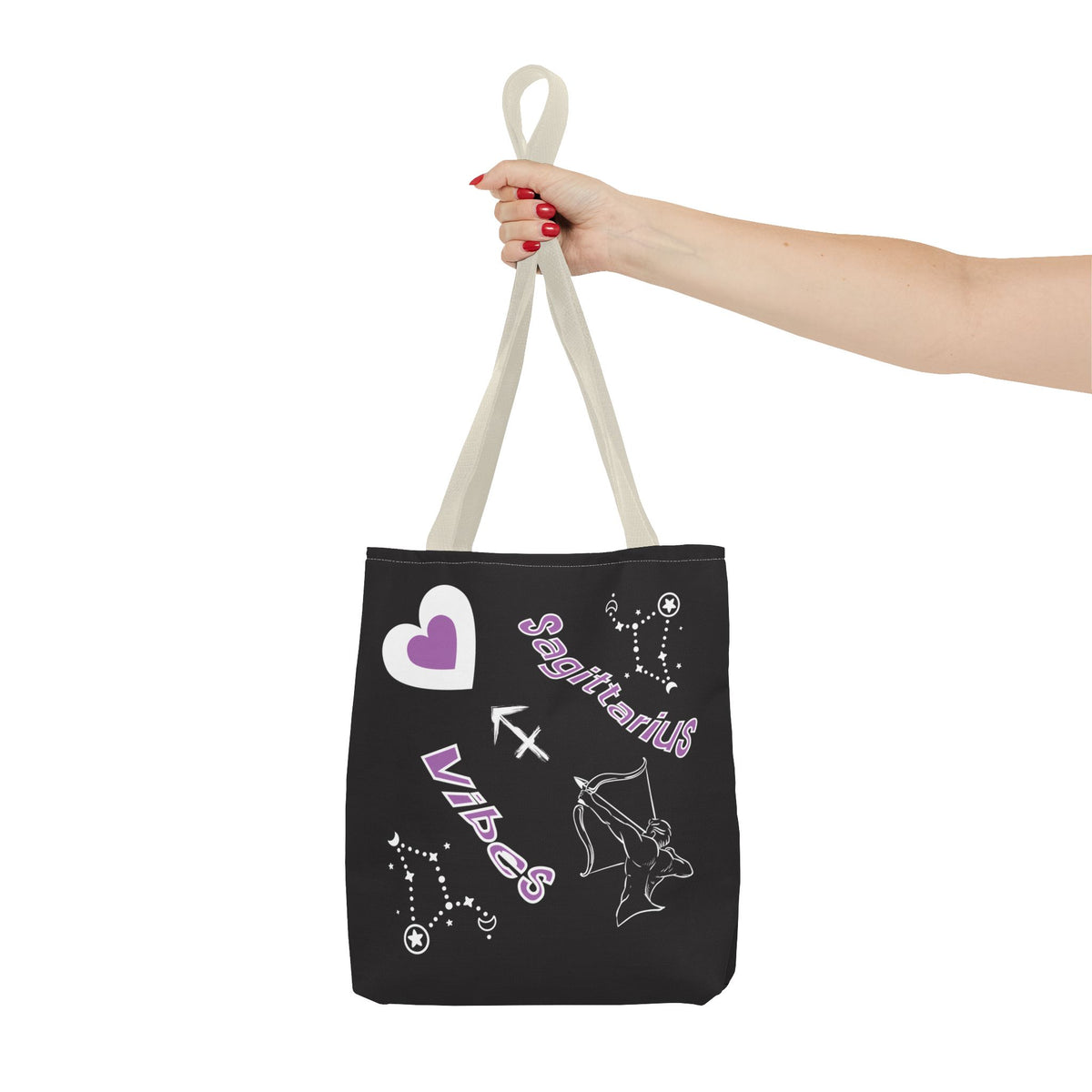 Personalized Initial & D.O.B Sagittarius Zodiac BlackCanvas Tote Bag