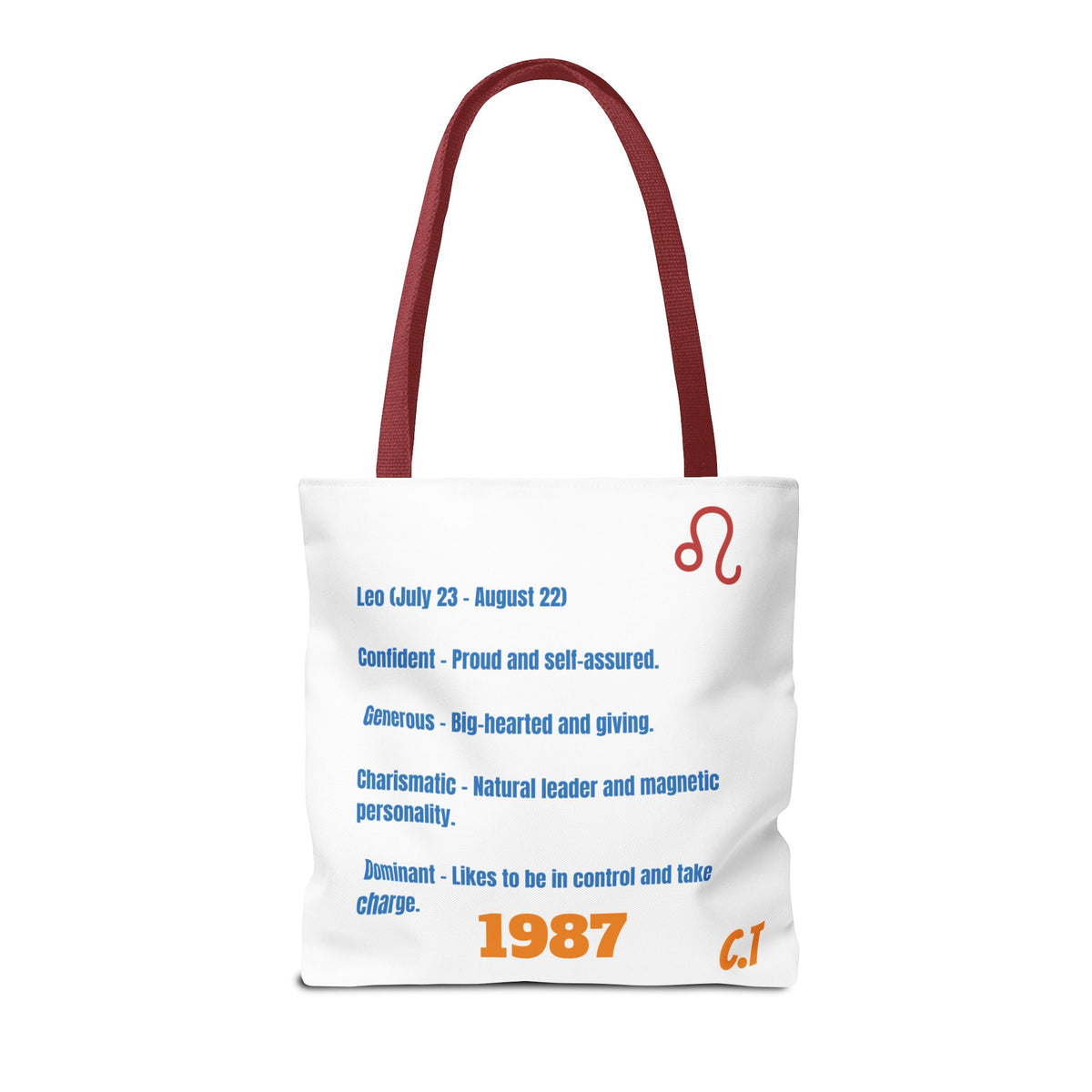 Personalized Year & Initial, Leo Vibes Zodiac White Tote Bag