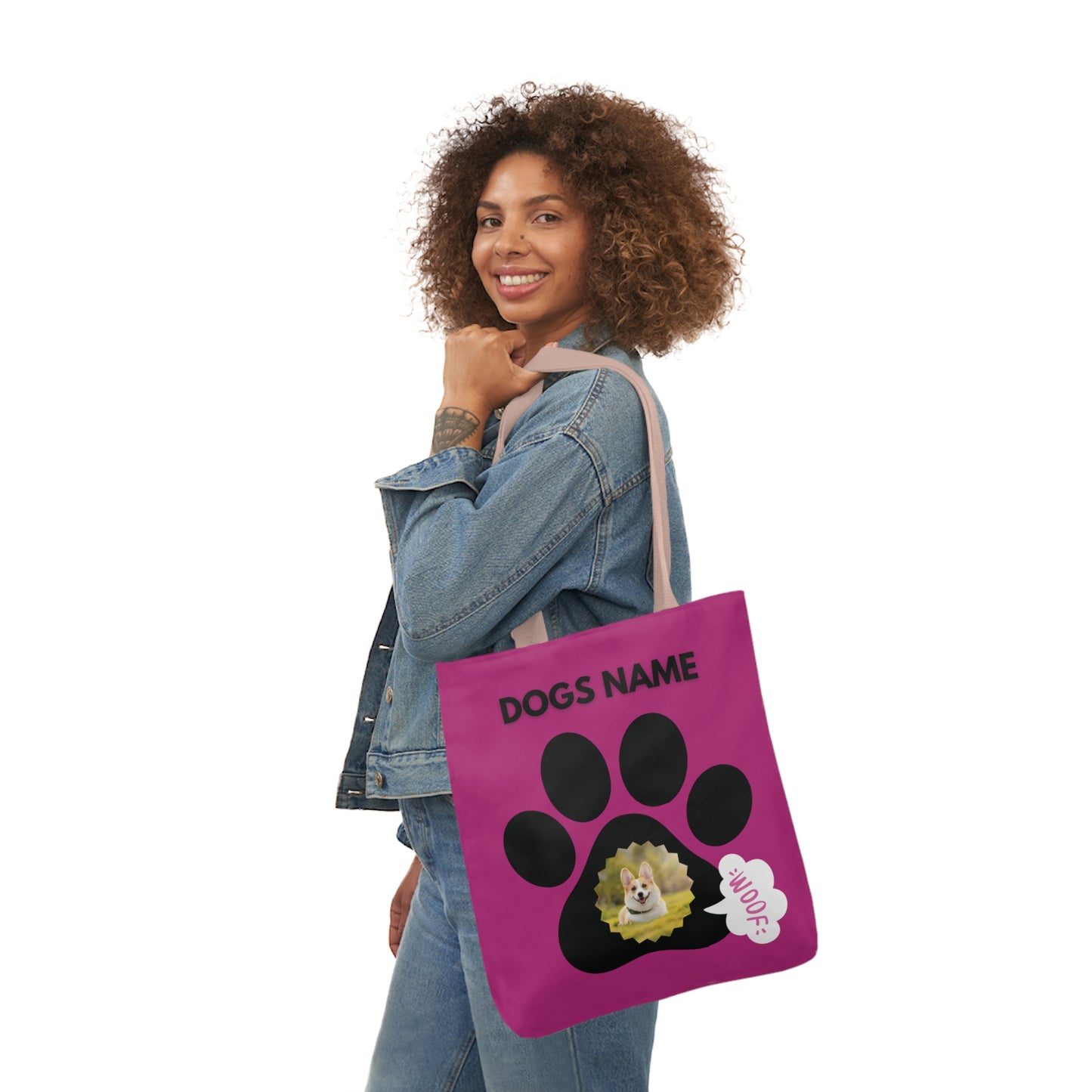 Pink Personalized Dog Canvas Tote Bag