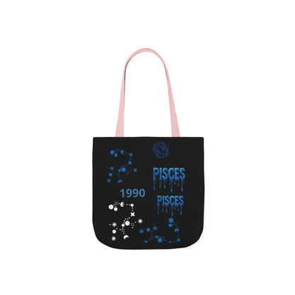 Personalized Zodiac D.O.B. Black Canvas Tote Bag