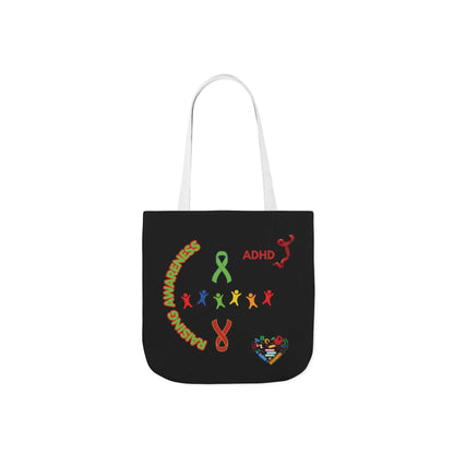 ADHD Awareness Rainbow Ribbon Canvas Tote with Personalized awareness year.