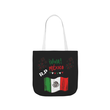 Personalized D.O.B and initial Viva México Flag Canvas Tote  Reusable Bag