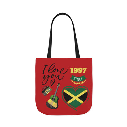 Personalized D.O.B & Initial Jamaica Theme Canvas Tote Bag