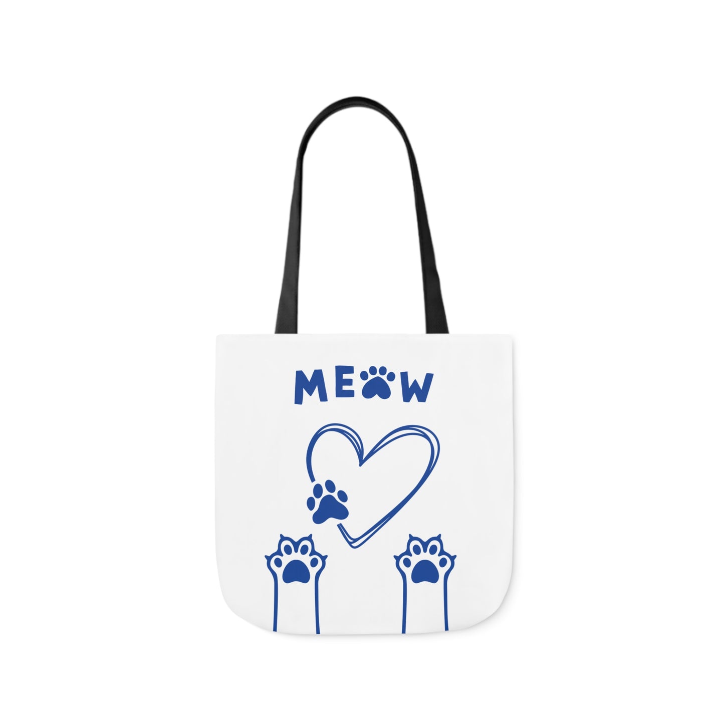 White and Blue Personalized Cat Canvas Tote Bag