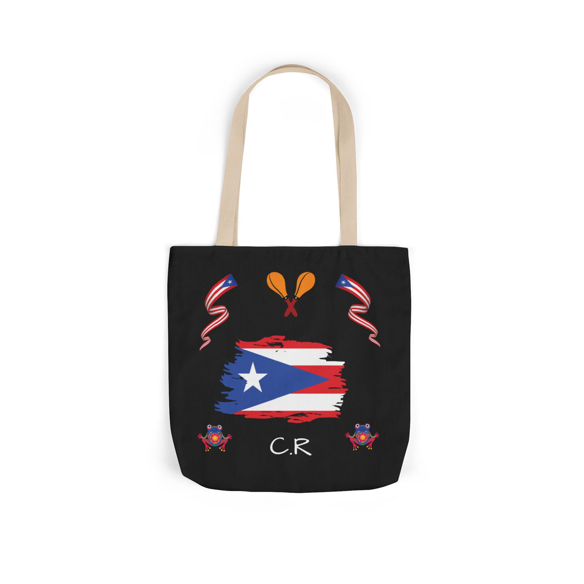 Puerto Rico Pride Canvas Tote Bag — Personalized with initial and D.O.D