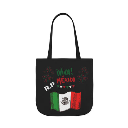 Personalized D.O.B and initial Viva México Flag Canvas Tote  Reusable Bag