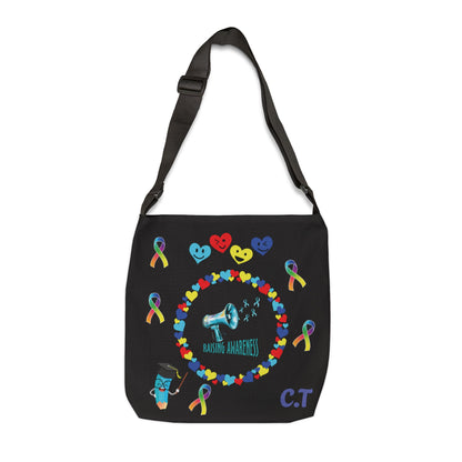 Personalized Initial Autism Awareness Adjustable Tote Bag