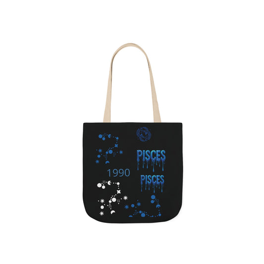 Personalized Zodiac D.O.B. Black Canvas Tote Bag