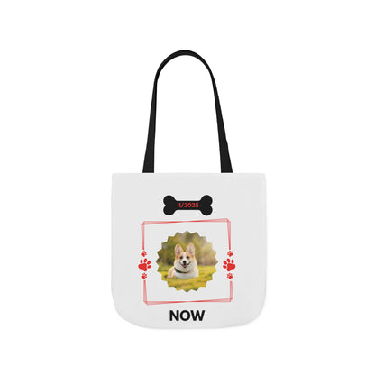 Personalized Dog Before and Now Photos White Canvas Tote Bag