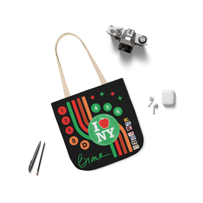 Personalized initial NY Retro Subway Canvas Tote — Colorful Graphic Market Bag