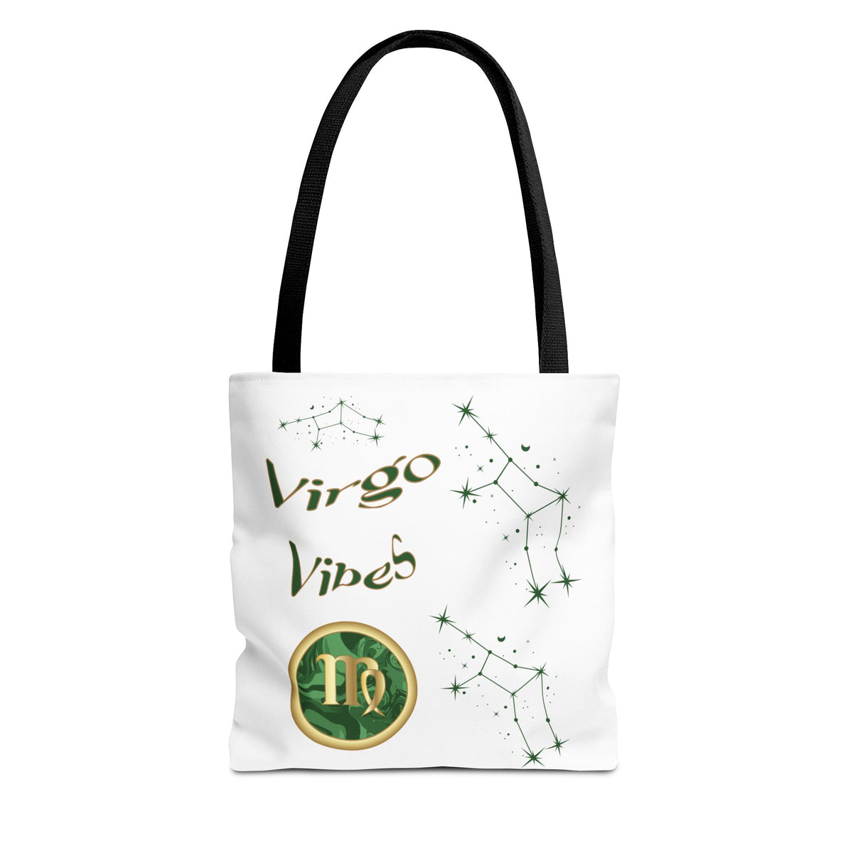 Personalized Initial & D.O.B Virgo Vibes Zodiac White Tote Bag