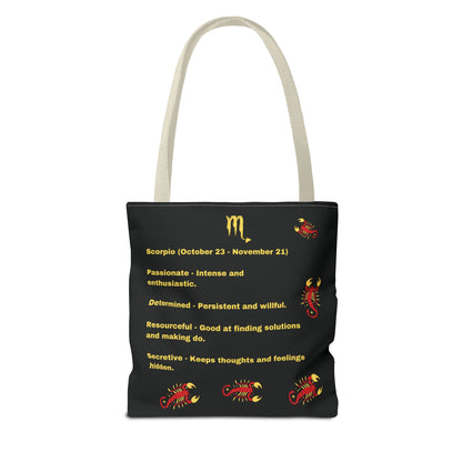 Black Zodiac Scorpio Tote Bag