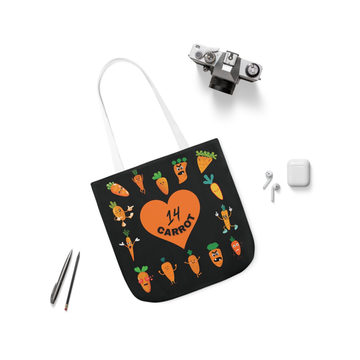 Carrot theme Canvas Tote Bag, 5-Color Straps