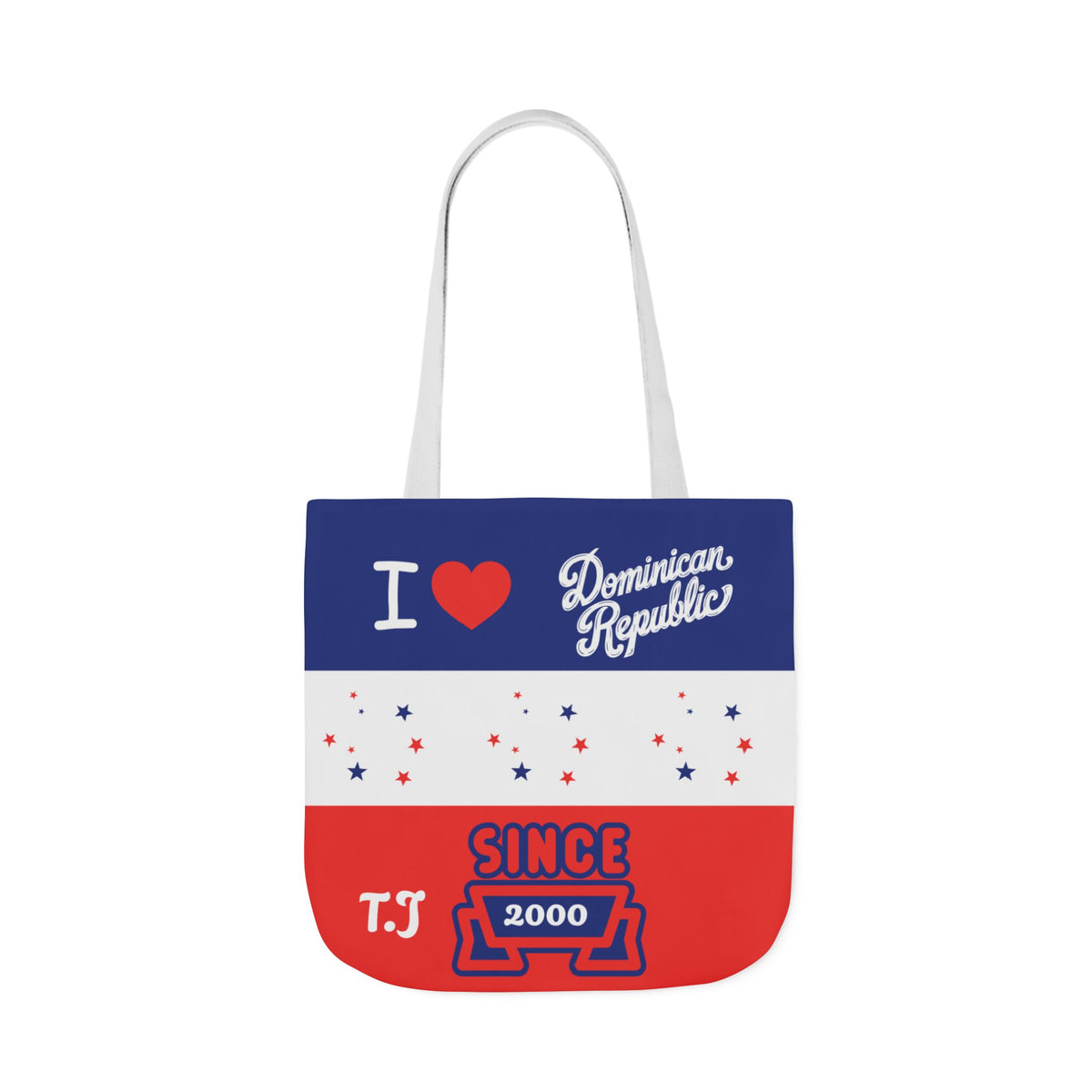 Personalized D.O.B & intinial,Dominican Republic Heart Canvas Tote —