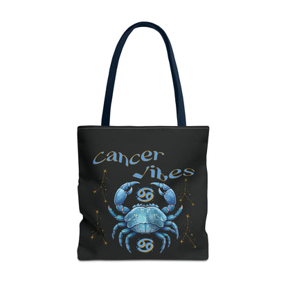 Black Zodiac Cancer Tote Bag