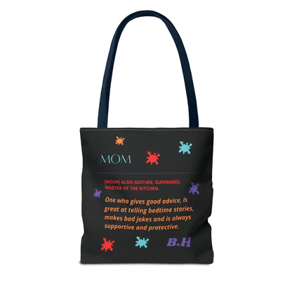 Black Graphic Canvas Tote Bag For Mom(Personalized initials)