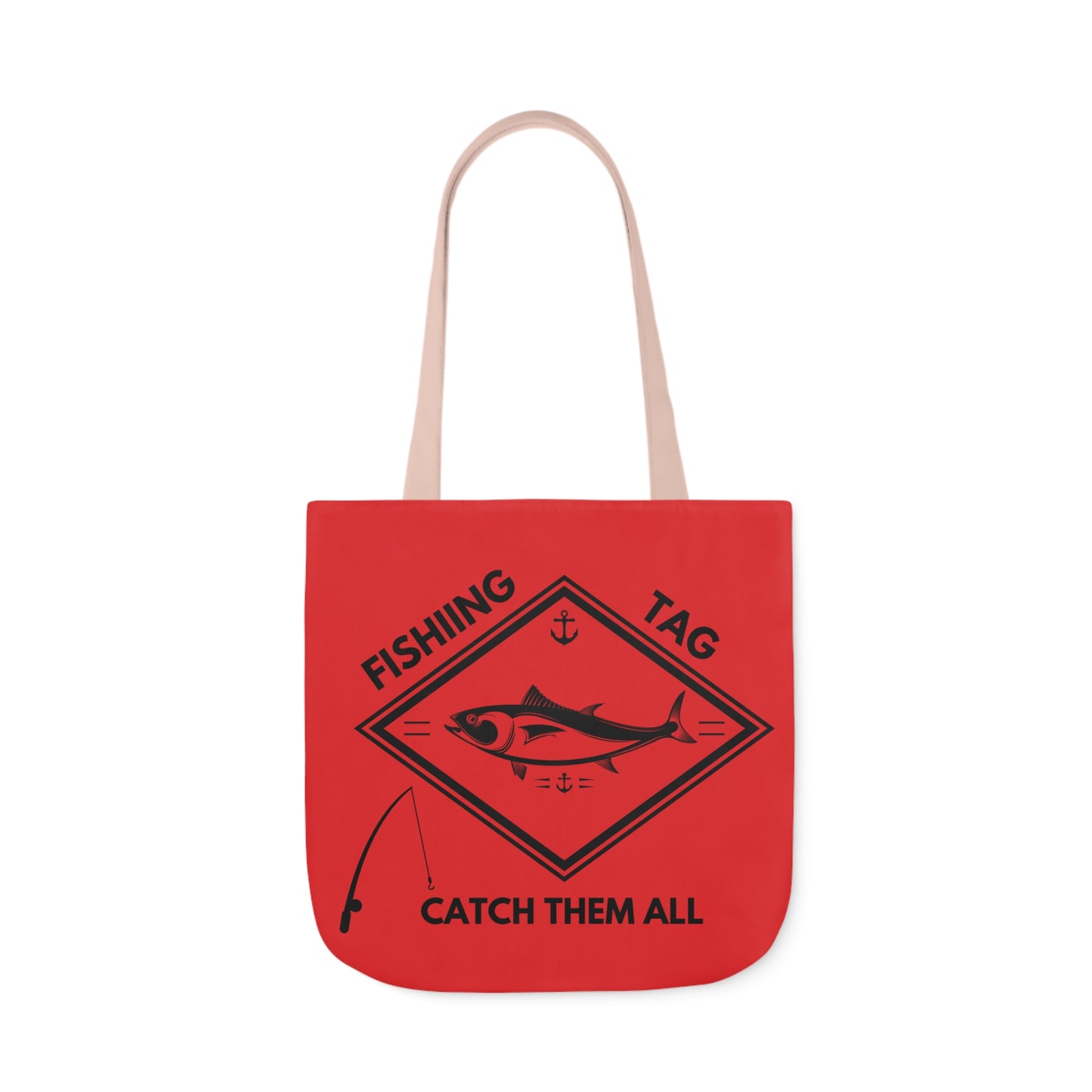 Fishing Canvas Red Tote Bag