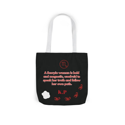 Personalized D.O.B Scorpio 1987 Tote Bag with initials in back — Zodiac Canvas Tote with Neon Scorpion Design
