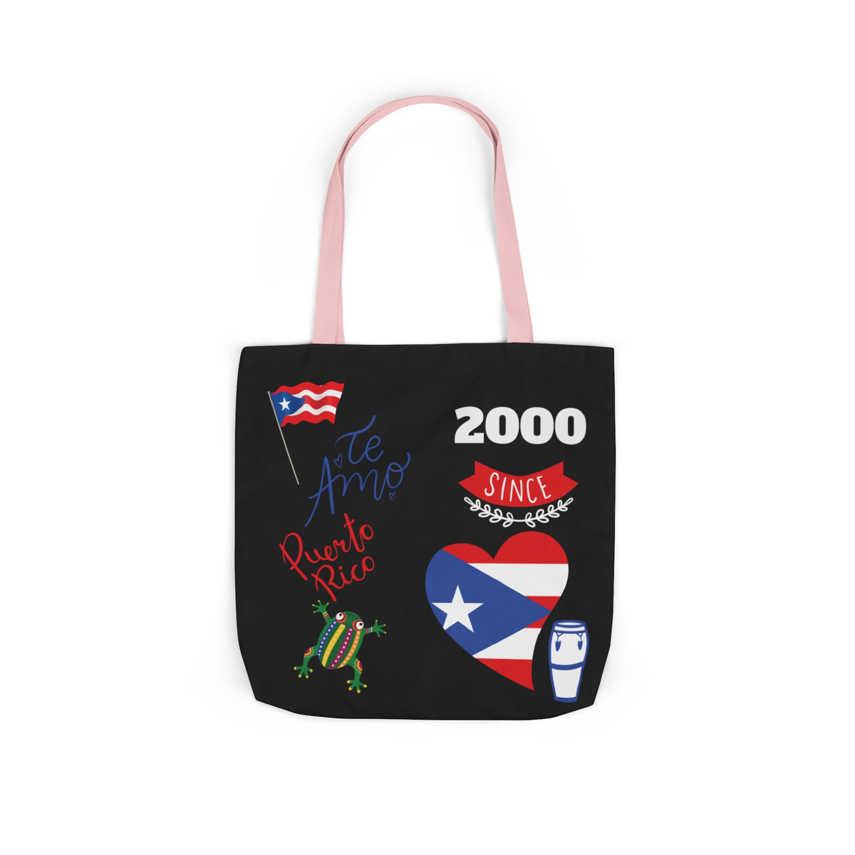 Puerto Rico Pride Canvas Tote Bag — Personalized with initial and D.O.D