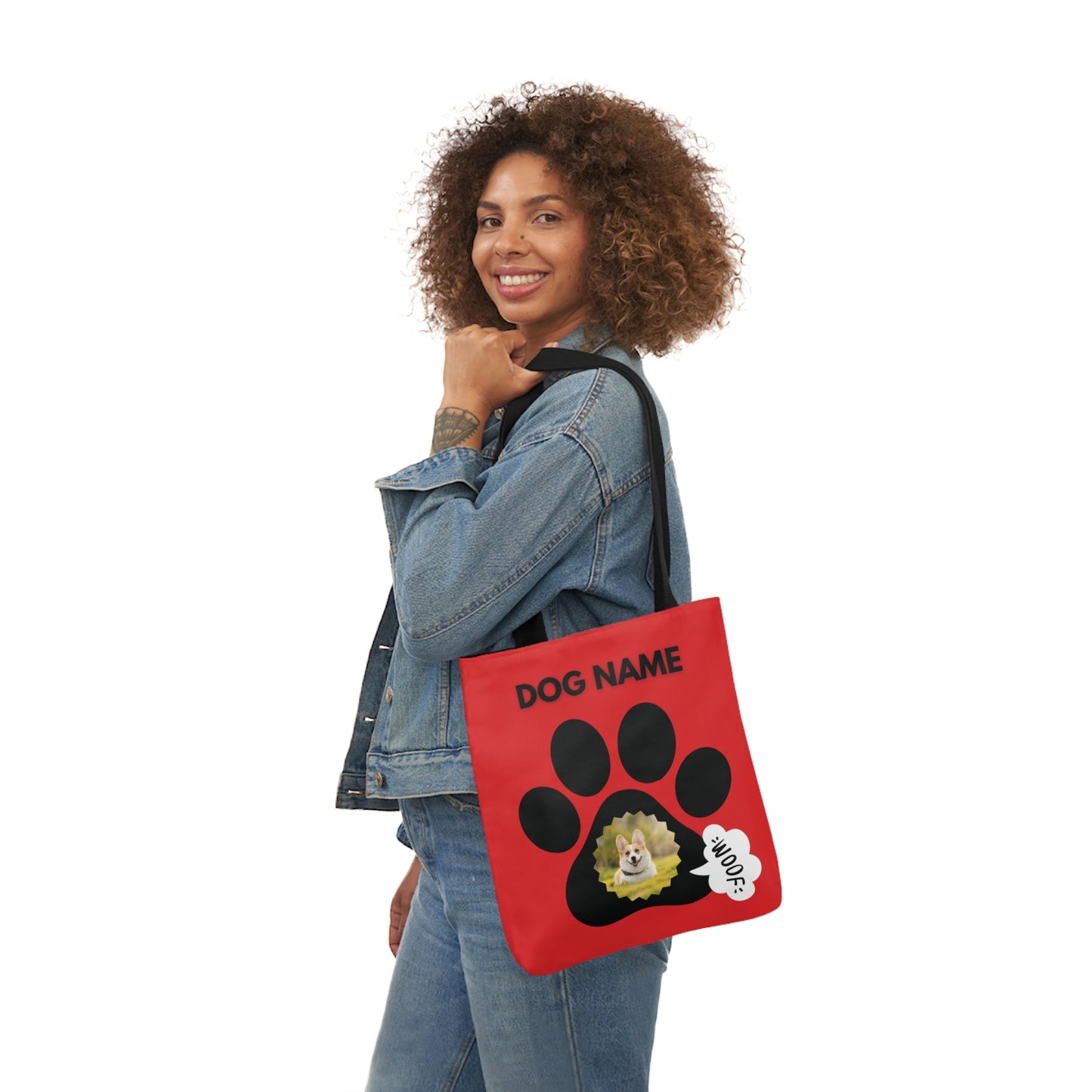 Red and Black Personalized Dog Canvas Tote Bag