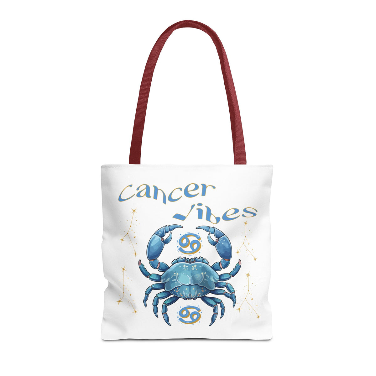 Personalized Initials & D.O.B Cancer Zodiac White Canvas Tote Bag – June 21–July 22 Astrology Gift