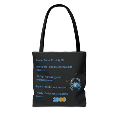 Black Zodiac Cancer Tote Bag