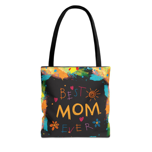 Personalized initial Mom Canvas Tote Bag — Watercolor Initials Splash